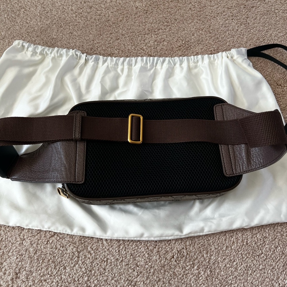 Gucci GG Supreme Web Canvas Belt Bag in Beige with Green & Red Stripe - Picture 6 of 13